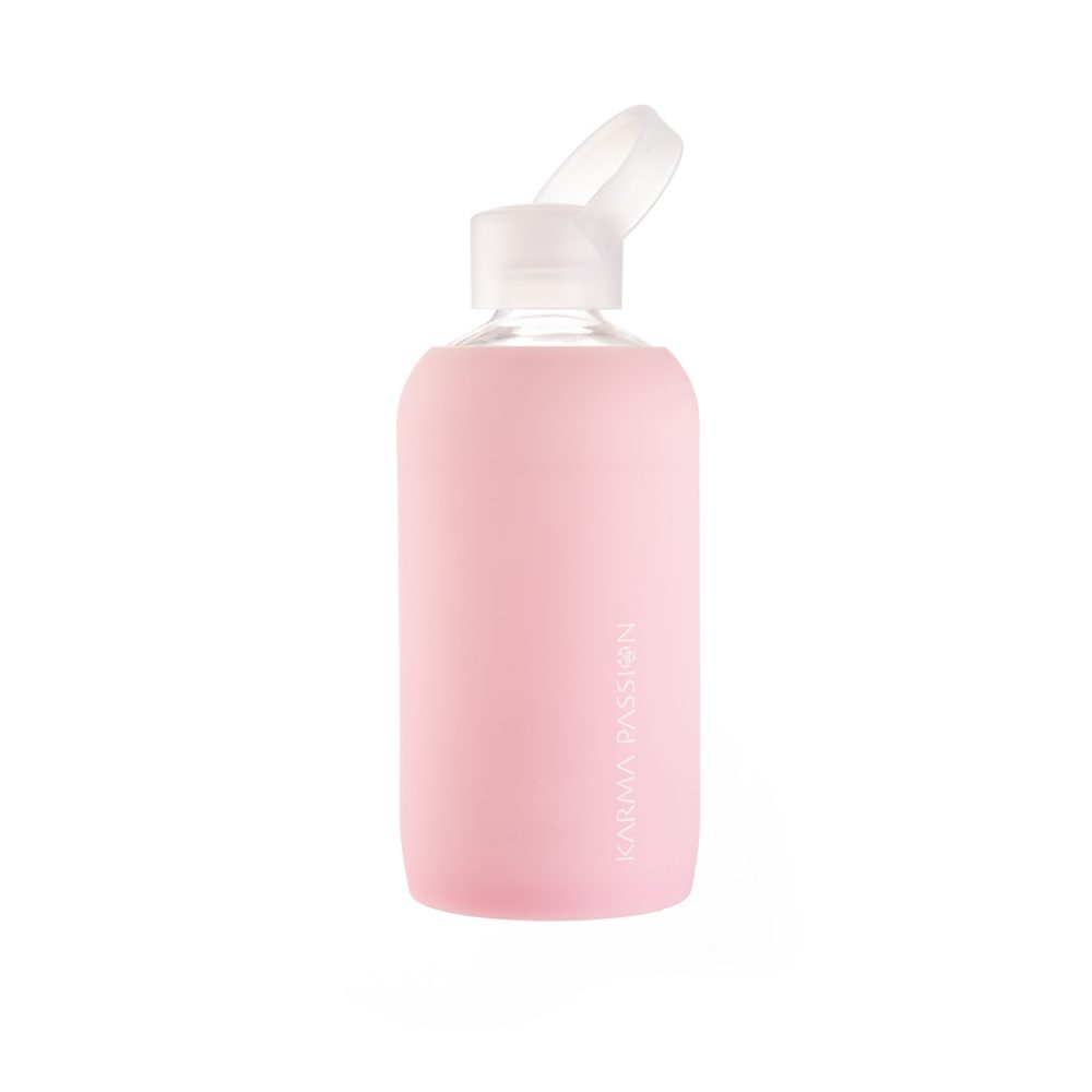 Ekologiczna szklana butelka Pinky w ochronnym silikonowym etui