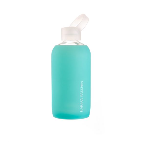 Ekologiczna szklana butelka Turquoise w ochronnym silikonowym etui