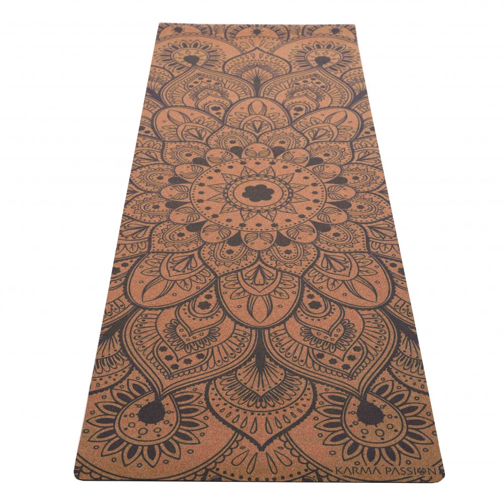 Korkowa mata do jogi Mandala Boho Blue 4mm