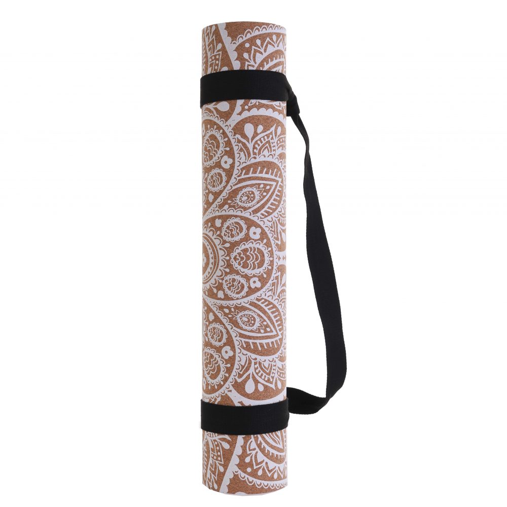 Korkowa mata do jogi Mandala White 4mm - obrazek 3
