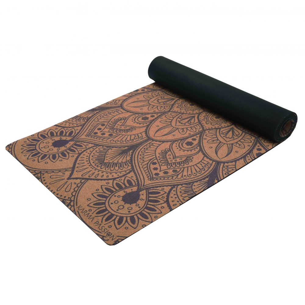 Korkowa mata do jogi Mandala Boho Blue 4mm - obrazek 2