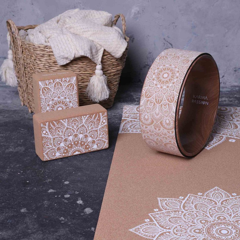 Korkowe koło do jogi Mandala Boho White - obrazek 4