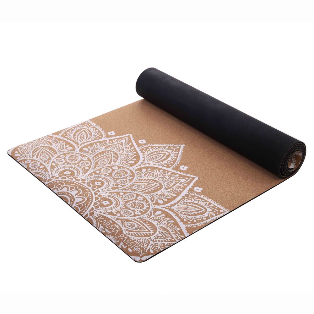 Korkowa mata do jogi Mandala White 4mm - obrazek 2
