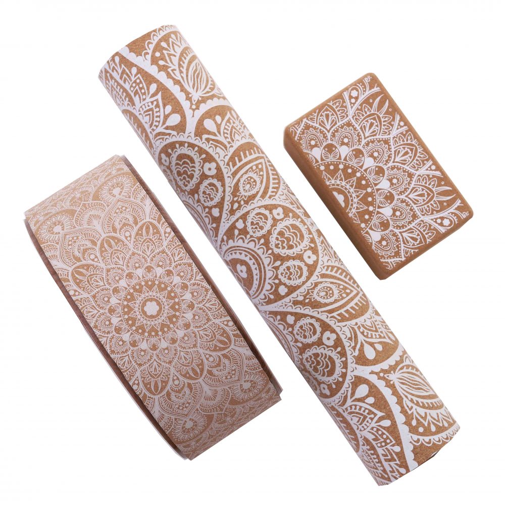 Korkowe koło do jogi Mandala Boho White - obrazek 5